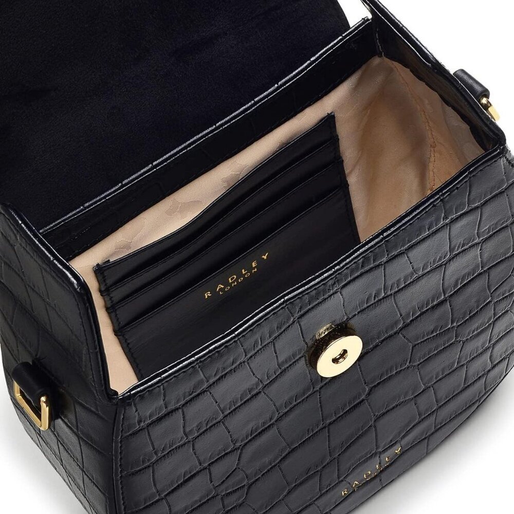 RADLEY London Rope Walk Faux Crocodile Women's Mini Leather Crossbody Bag Black - Picture 3 of 4